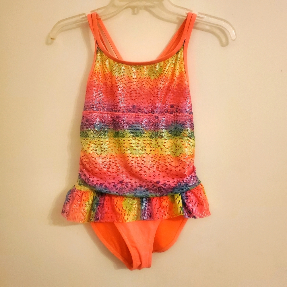 Wonder Nation Girls One Piece Rainbow Swimsuit